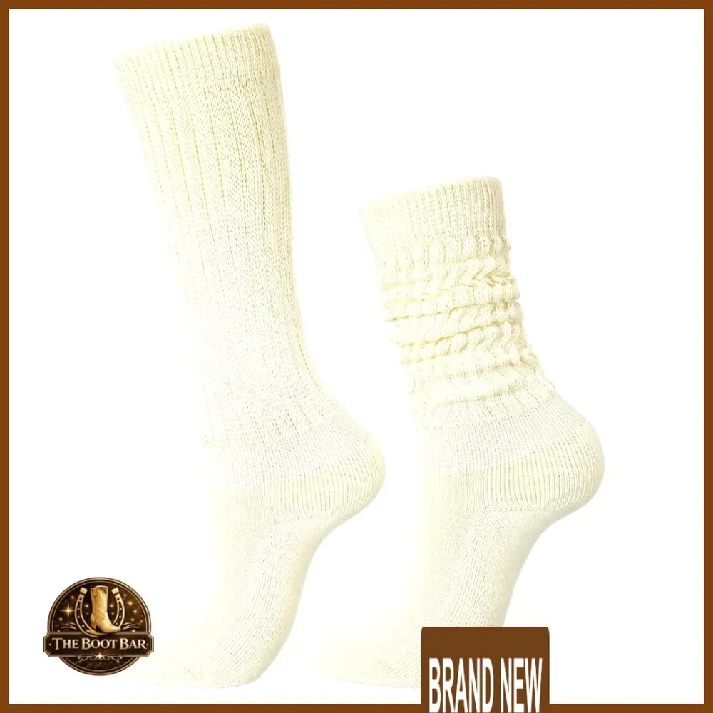 Knee High Slouch Socks Vintage 80s 90s Retro Scrunch Stacked Boot Socks - Picture 1 of 7
